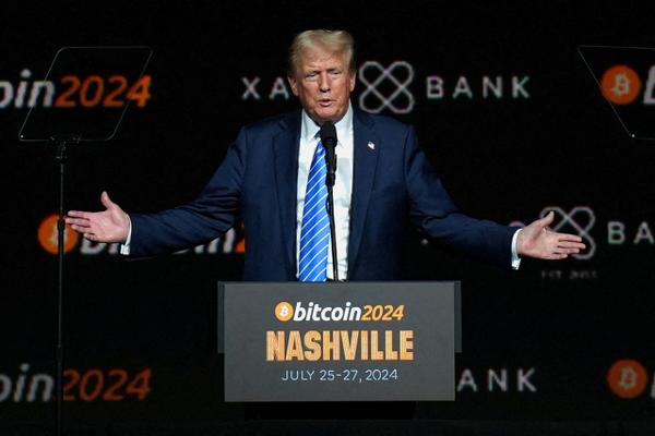 Republican presidential candidate Donald Trump speaks at the Bitcoin 2024 Conference, July 27, 2024, in Nashville, Tenn. (Reuters)