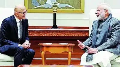 PM Modi, Nadella hold talks on AI tech, data privacy