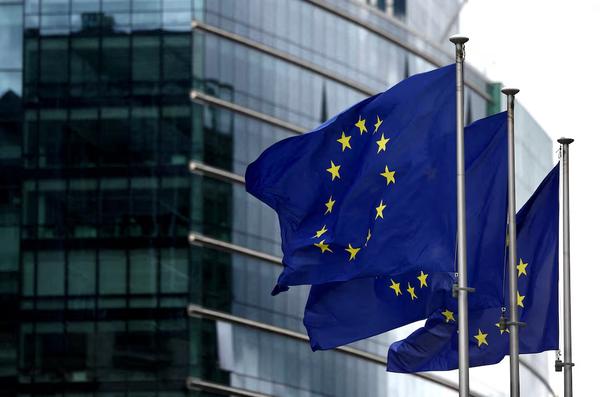 European flags fly outside the European Commission headquarters in Brussels, Belgium, Sept. 20, 2023. REUTERS